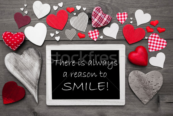 Black And White Chalkbord, Red Hearts, Reason To Smile Stock photo © Nelosa