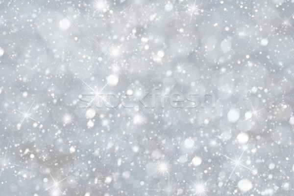 Silver Christmas Background With Snwoflakes, Bokeh And Stars, Blue Color Stock photo © Nelosa