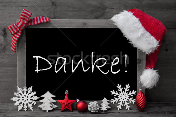 Blackboard Santa Hat Christmas Decoration Danke Means Thank You  Stock photo © Nelosa