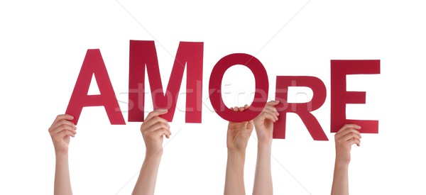 Hands Holding the Word Amore Stock photo © Nelosa