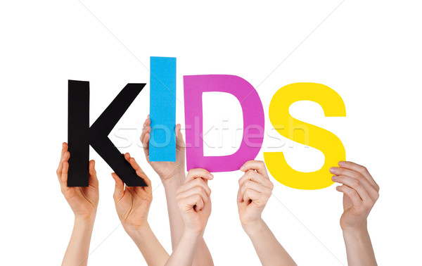 Many People Hands Holding Colorful Word Kids Stock photo © Nelosa
