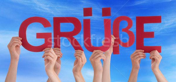 People Straight German Gruesse Mean Regards Sky Stock photo © Nelosa