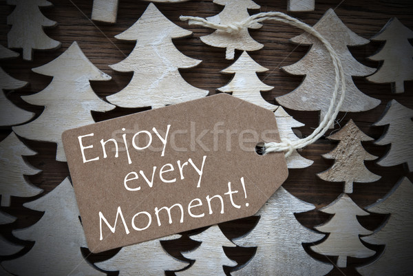 Brown Christmas Label With Enjoy Every Moment Stock photo © Nelosa