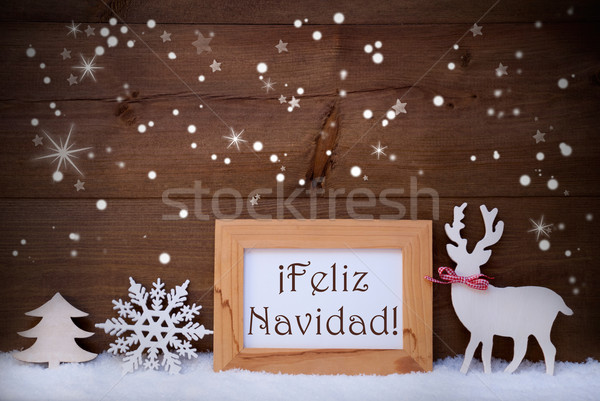 White Decoration On Snow, Feliz Navidad Means Merry Christmas Stock photo © Nelosa