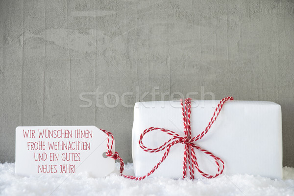 One Gift, Cement Background, Frohes Neues Jahr Means New Year Stock photo © Nelosa