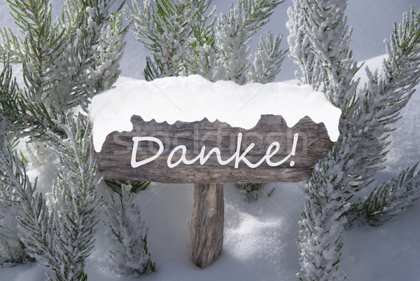 Christmas Sign Snow Fir Tree Danke Means Thank You Stock photo © Nelosa