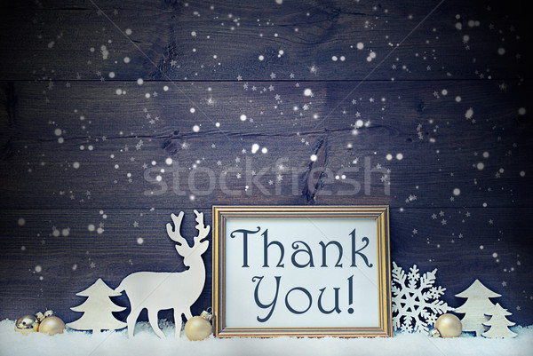 Vintage White And Golden Christmas Card, Snowflakes, Thank You Stock photo © Nelosa