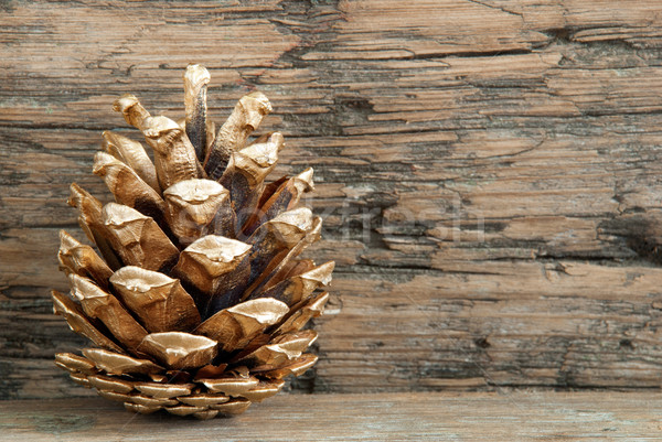 Christmas Background with Golden Fir Cone Stock photo © Nelosa
