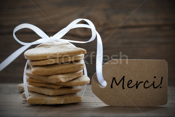 Ginger Bread Cookies with Merci Label Stock photo © Nelosa