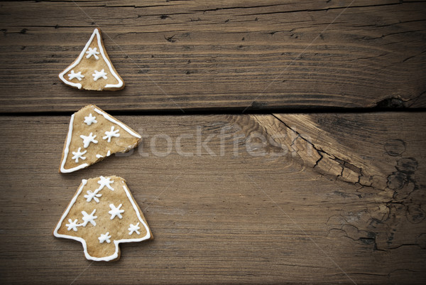 Gebroken kerstboom cookie frame houten exemplaar ruimte Stockfoto © Nelosa