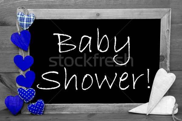 Black And White Blackbord, Blue Hearts, Baby Shower Stock photo © Nelosa