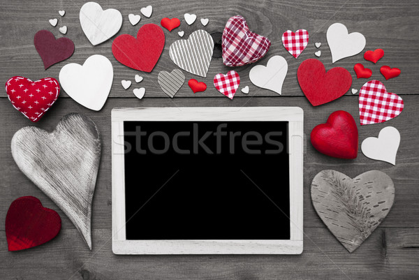 Black And White Chalkbord, Red Hearts, Copy Space Stock photo © Nelosa