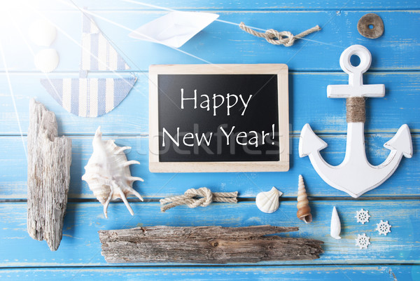 Sunny Nautic Chalkboard And Text Happy New Year Stock photo © Nelosa