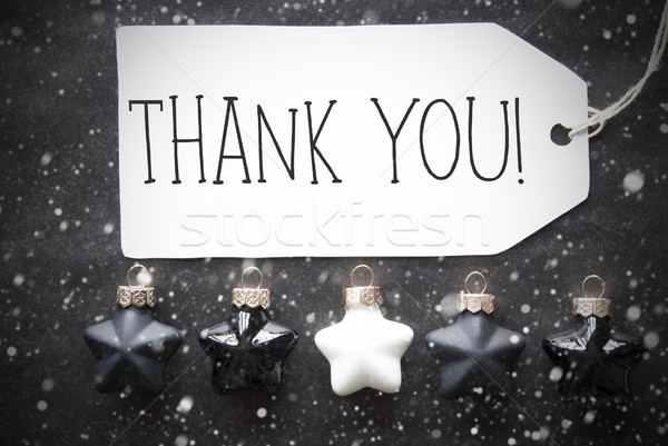 Zwarte christmas sneeuwvlokken tekst dank u Stockfoto © Nelosa