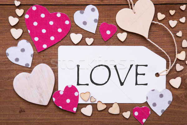 Label, Pink Hearts, Text Love Stock photo © Nelosa