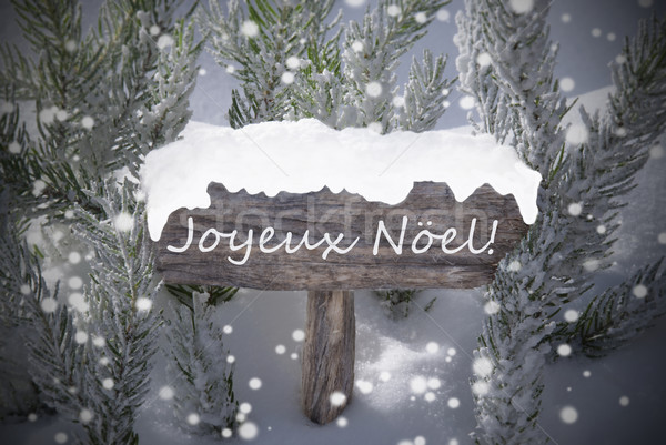 Sign Snowflakes Fir Tree Joyeux Noel Mean Merry Christmas Stock photo © Nelosa
