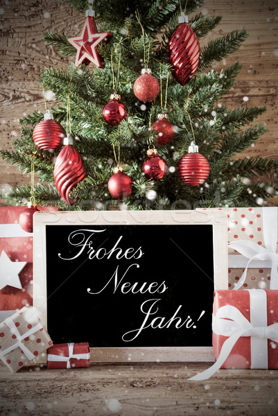Nostalgic Christmas Tree With Frohes Neues Jahr Means New Year Stock photo © Nelosa