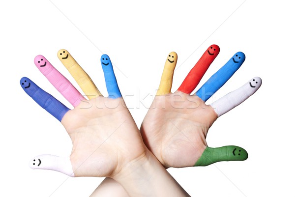 Mano sonriendo dedos dos manos colorido Foto stock © Nelosa