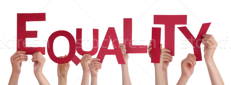 Many People Hands Holding Red Word Equality  Stock photo © Nelosa