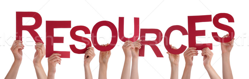 Many People Hands Holding Red Word Resources  Stock photo © Nelosa