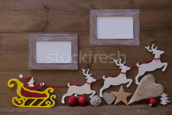 Santa Claus Sled, Reindeer, Christmas Decoration, Frames Stock photo © Nelosa