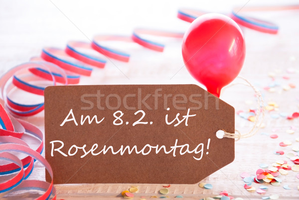 Party Label With Streamer And Balloon, Text Rosenmontag Means Carnival Stock photo © Nelosa