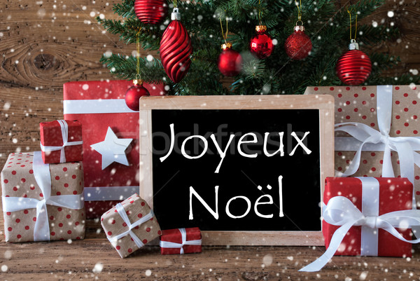 Colorful Tree With Snowflakes, Joyeux Noel Means Merry Christmas Stock photo © Nelosa