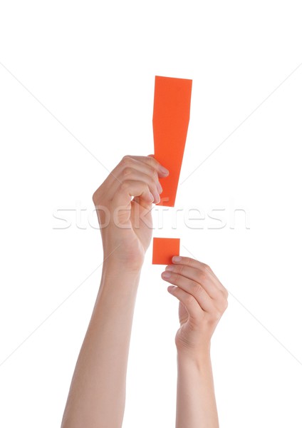 Hands Holding a Orange Interrogation Mark Stock photo © Nelosa