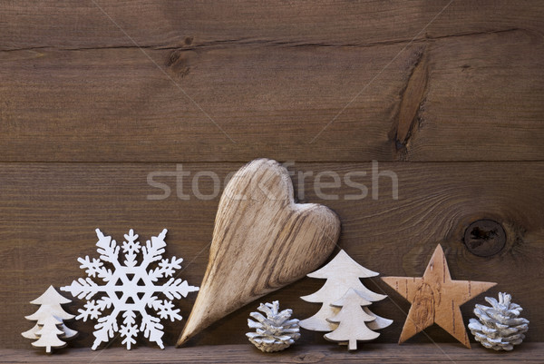 Rustic Christmas Decoration, Heart, Snowflake, Star, Tree Stock photo © Nelosa