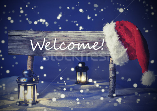 Vintage Christmas Card With Sign, Candlelight, Happy Holidays Stock photo © Nelosa