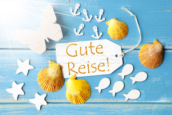 Sunny Summer Greeting Card With Gute Reise Means Good Trip Stock photo © Nelosa
