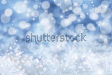 Blue Christmas Background With Snow, Bokeh And Stars Stock photo © Nelosa