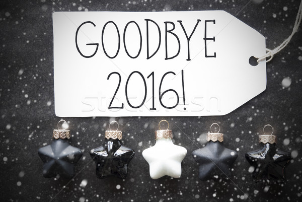 Black Christmas Balls, Snowflakes, Text Goodbye 2016 Stock photo © Nelosa