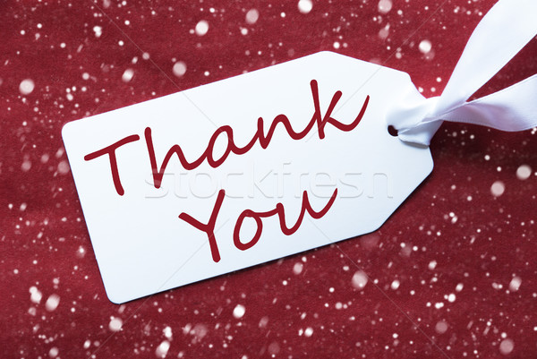 One Label On Red Background, Snowflakes, Text Thank You Stock photo © Nelosa
