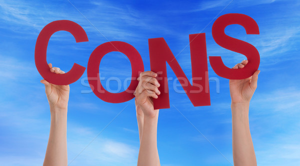 Many People Hands Holding Red Word Cons Blue Sky Stock photo © Nelosa