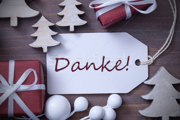 Christmas Label Gift Tree Danke Means Thank You Stock photo © Nelosa
