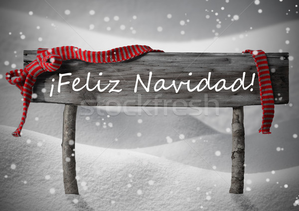 Sign Feliz Navidad Means Merry Christmas,Snow, Snowfalkes Stock photo © Nelosa