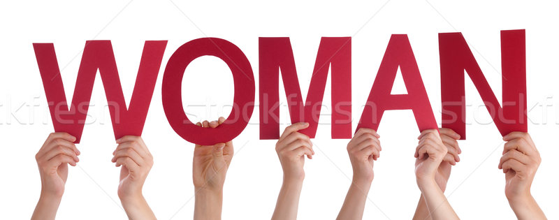 Many People Hands Holding Red Straight Word Woman Stock photo © Nelosa