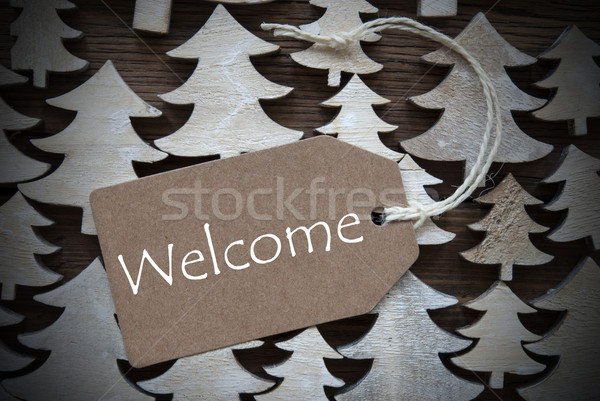 Marrom natal etiqueta bem-vindo fita Foto stock © Nelosa