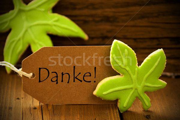 Brown Organic Label With German Text Danke Stock photo © Nelosa