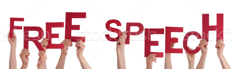 Many People Hands Holding Red Word Free Speech Stock photo © Nelosa
