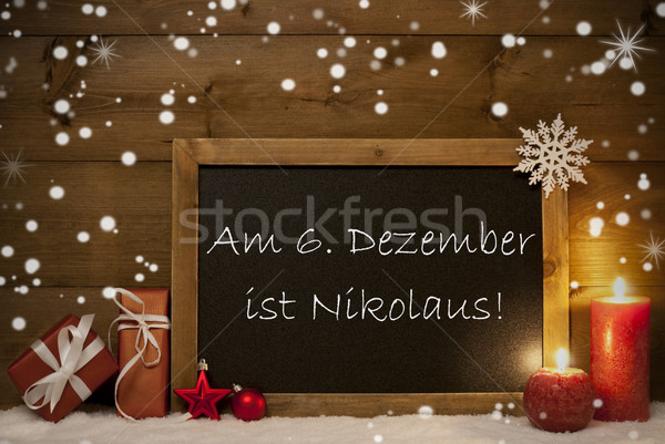 Card, Blackboard, Snowflakes, Nikolaustag Mean Nicholas Day Stock photo © Nelosa