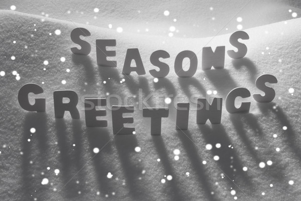 White Word Seasons Greetings On Snow, Snowflakes Stock photo © Nelosa