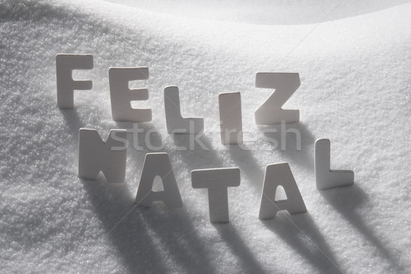 White Word Feliz Natal Mean Merry Christmas On Snow Stock photo © Nelosa