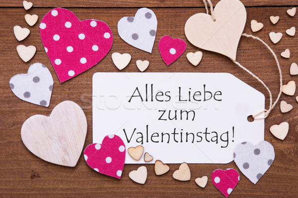 Label With Pink Heart, Valentinstag Means Valentines Day Stock photo © Nelosa