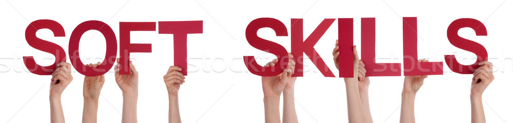 People Hands Holding Red Straight Word Soft Skills Stock photo © Nelosa