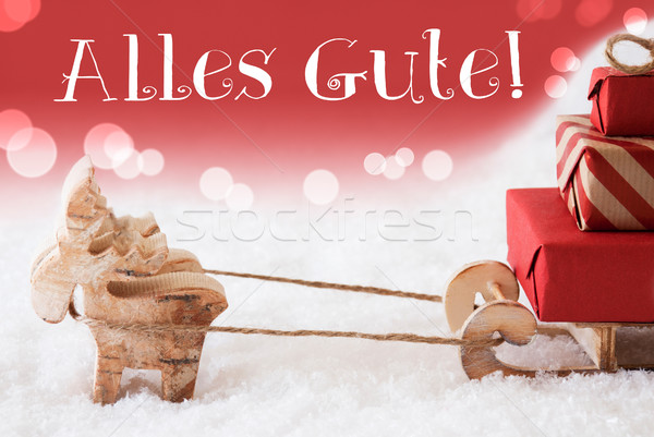 Reindeer With Sled Red Background Alles Gute Means Best Wishes Stock Photo C Nelosa 8142466 Stockfresh