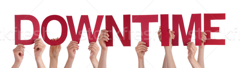 People Hands Hold Red Straight Word Downtime Stock photo © Nelosa