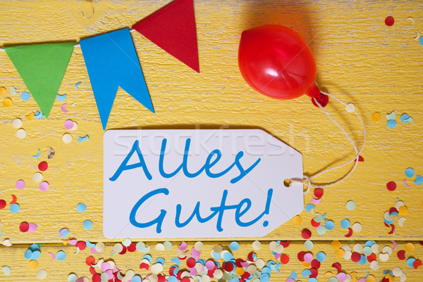 Party Label, Confetti, Balloon, Alles Gute Means Best Wishes Stock photo © Nelosa