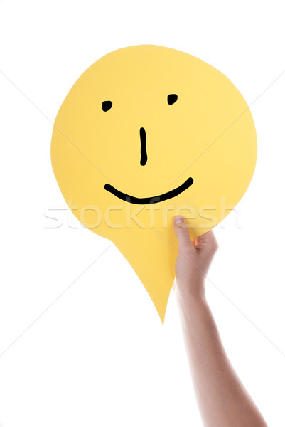 Yellow Speech Balloon With A Smiley Stock photo © Nelosa